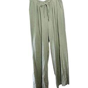 Thread Supply Linen  Pants For Women Size Large Light Green Color Elastic Waist